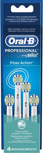 Oral-B - FlossAction Replacement Brush Heads (4-Pack) - White - Angle