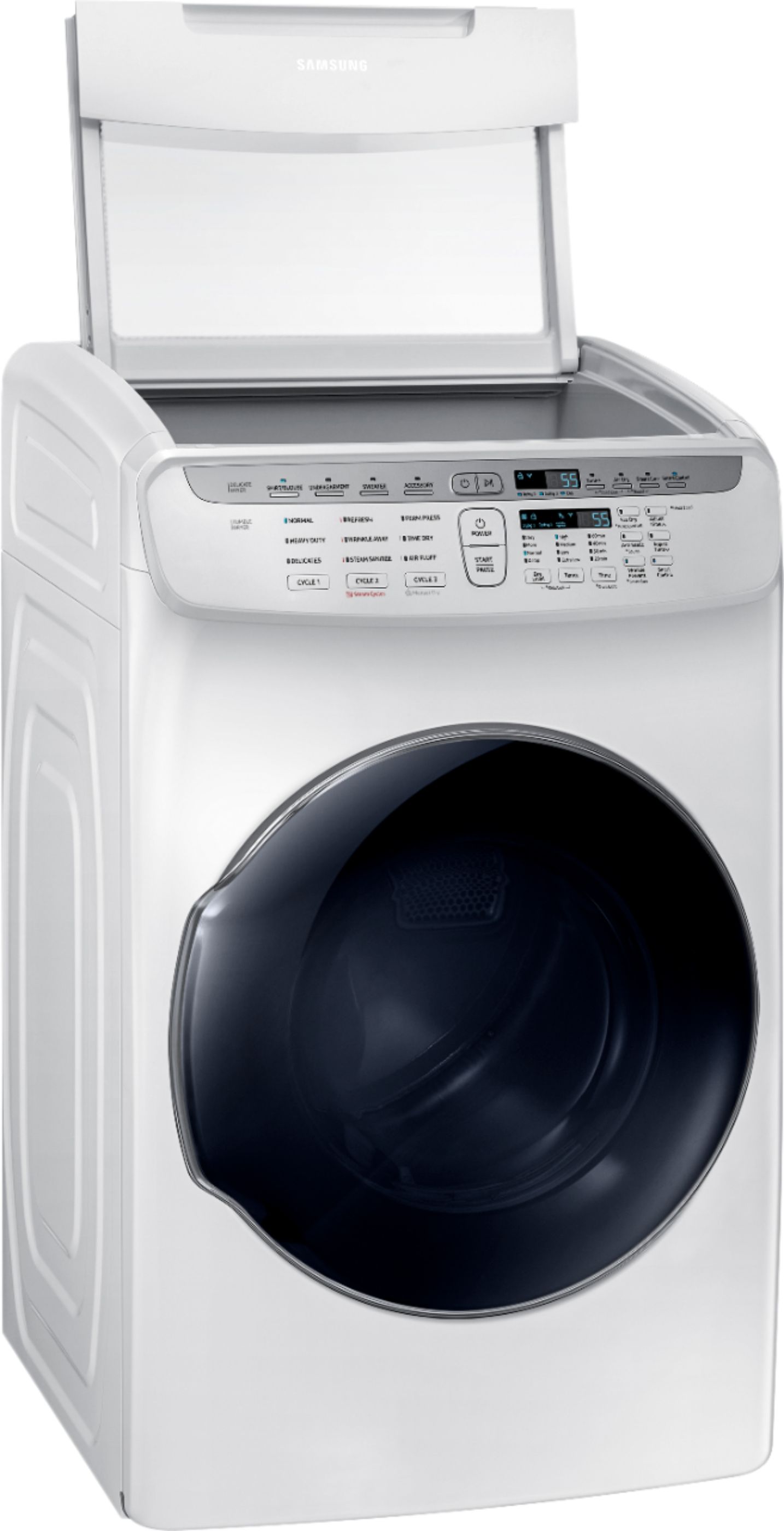 Angle View: Samsung - 7.5 Cu. Ft. Smart Electric Dryer with Steam and FlexDry™ - White
