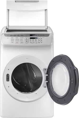 Samsung - 7.5 cu. ft. Capacity FlexDry™ Electric Dryer - White - Larger Front