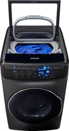 Samsung - 5.5 Cu. Ft. High Efficiency Front Load Washer with Steam and FlexWash - Black stainless steel