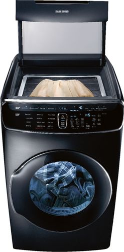 Samsung - 7.5 Cu. Ft. Gas Dryer with Steam and FlexDry - Fingerprint Resistant Black Stainless Steel