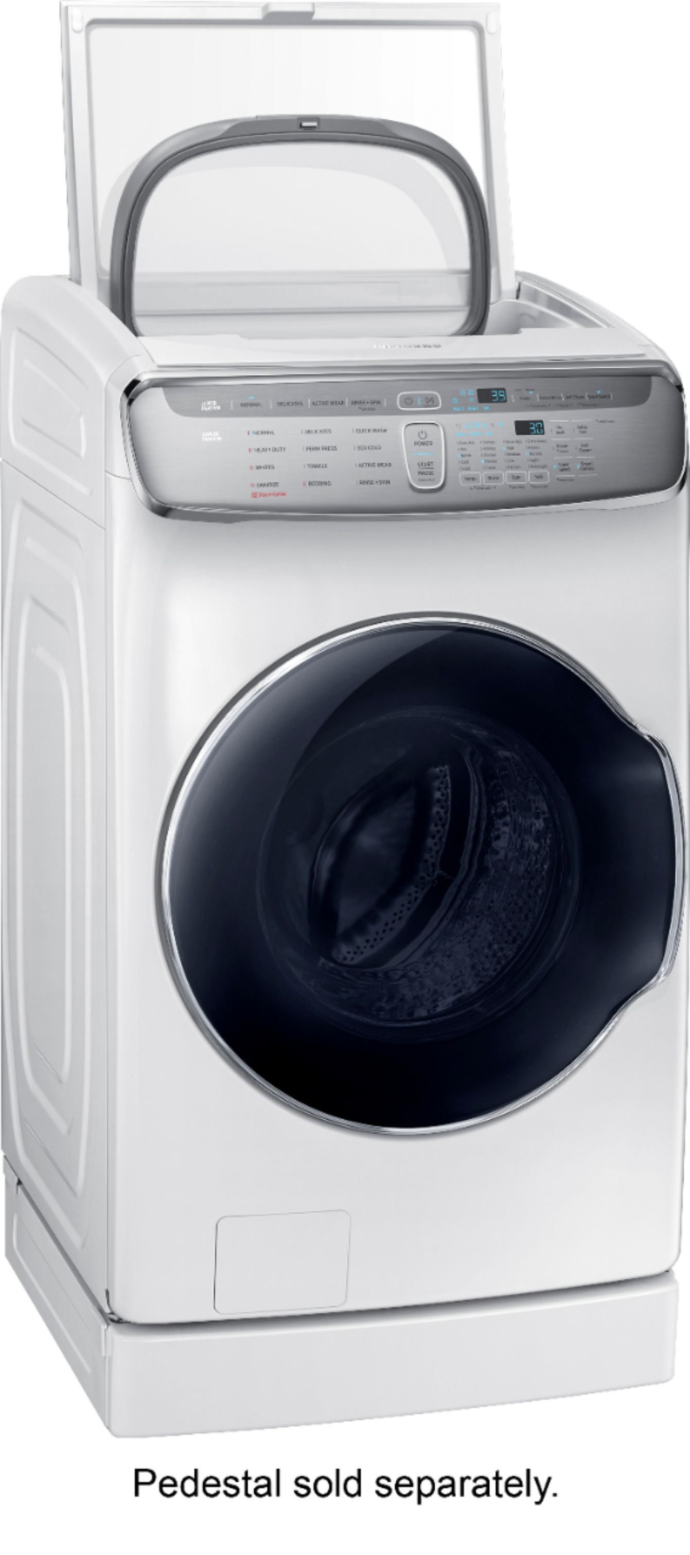 Angle View: Samsung - 6.0 Cu. Ft. High-Efficiency Smart Front Load Washer with Steam and FlexWash - White