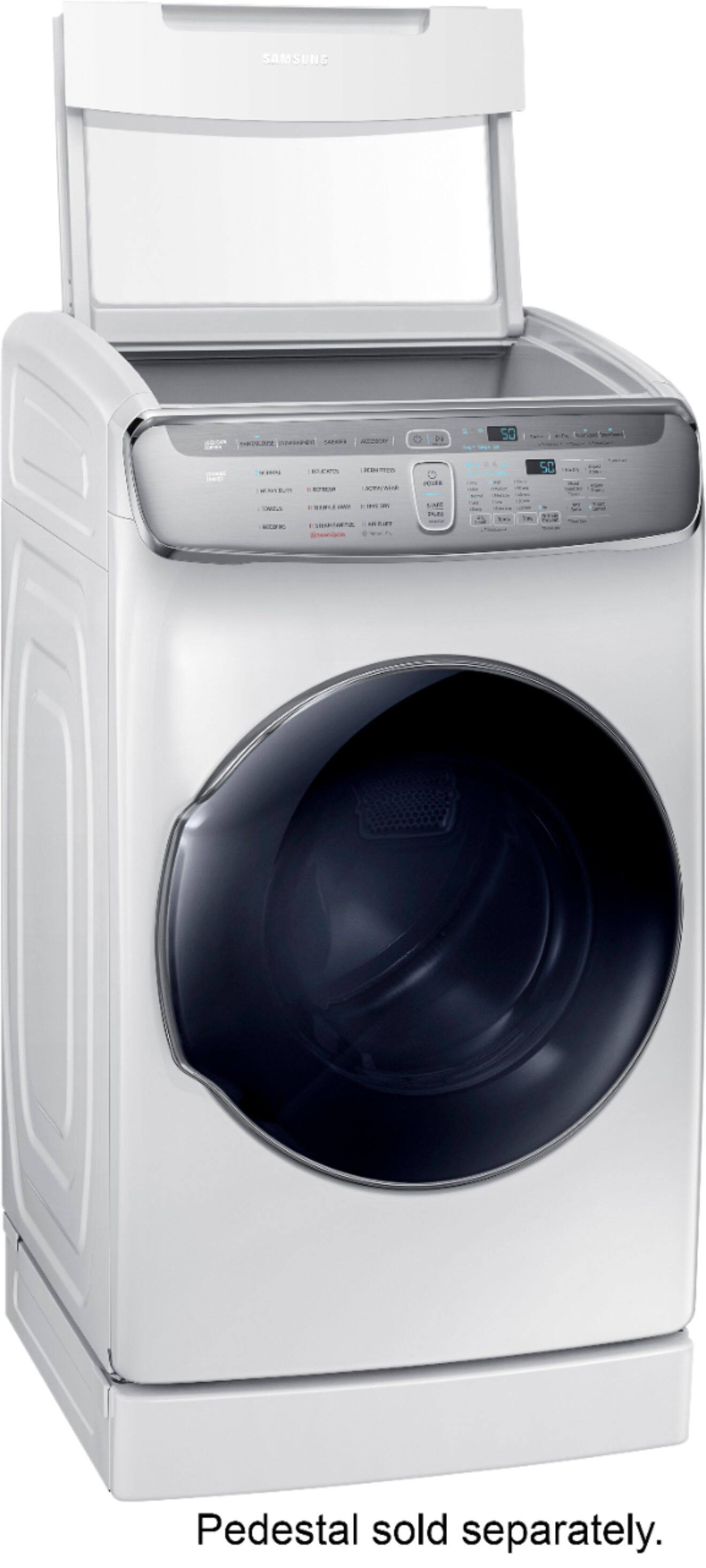 Angle View: Samsung - 7.5 Cu. Ft. Smart Electric Dryer with Steam and FlexDry™ - White