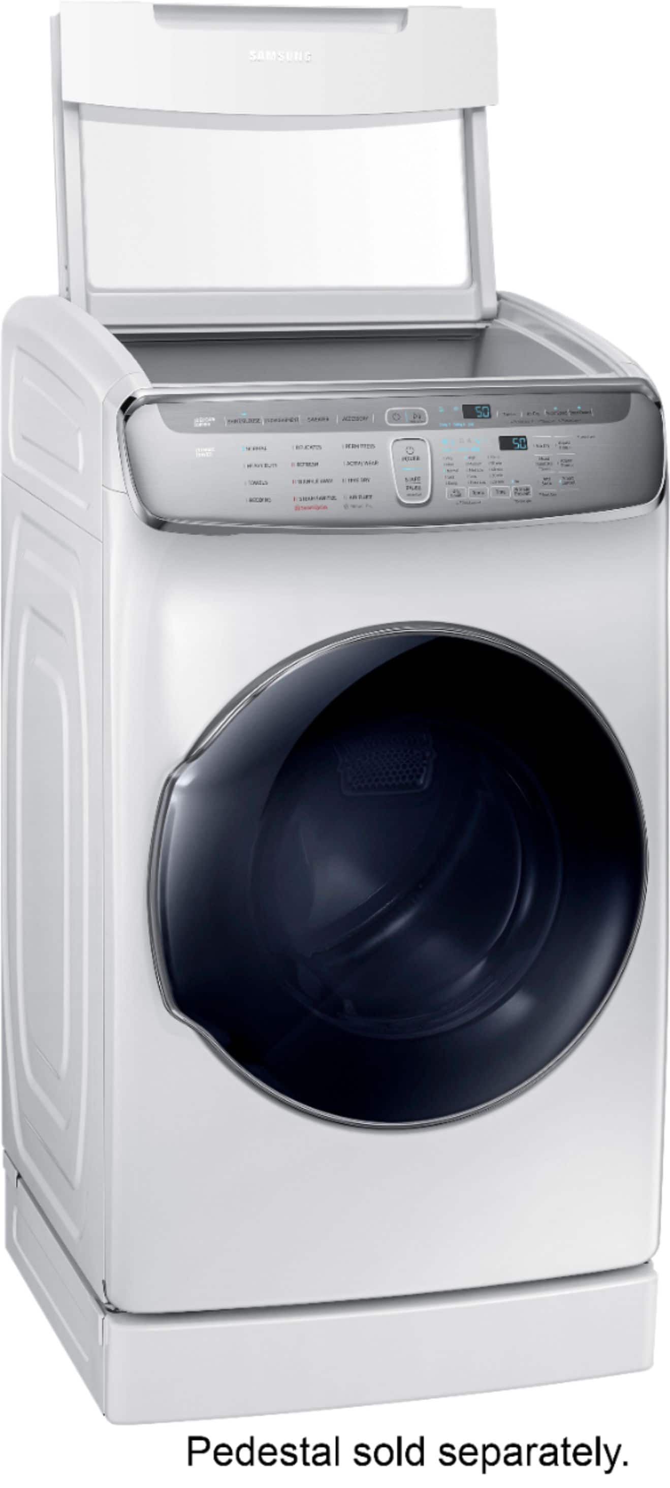Angle. Samsung - 7.5 Cu. Ft. Smart Gas Dryer with Steam and FlexDry - White.