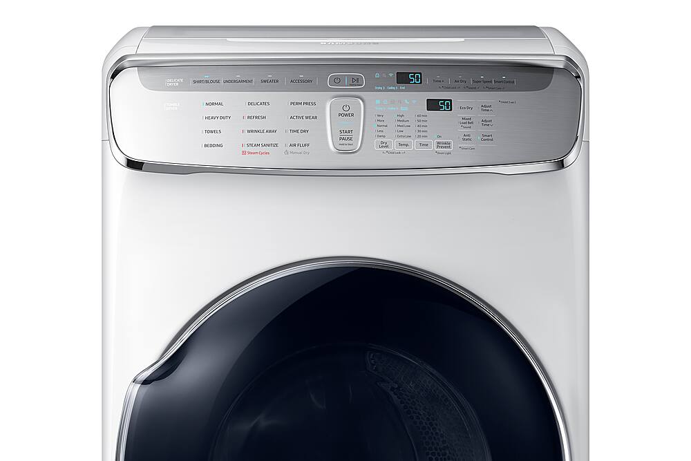 Alt View 1. Samsung - 7.5 Cu. Ft. Smart Gas Dryer with Steam and FlexDry - White.