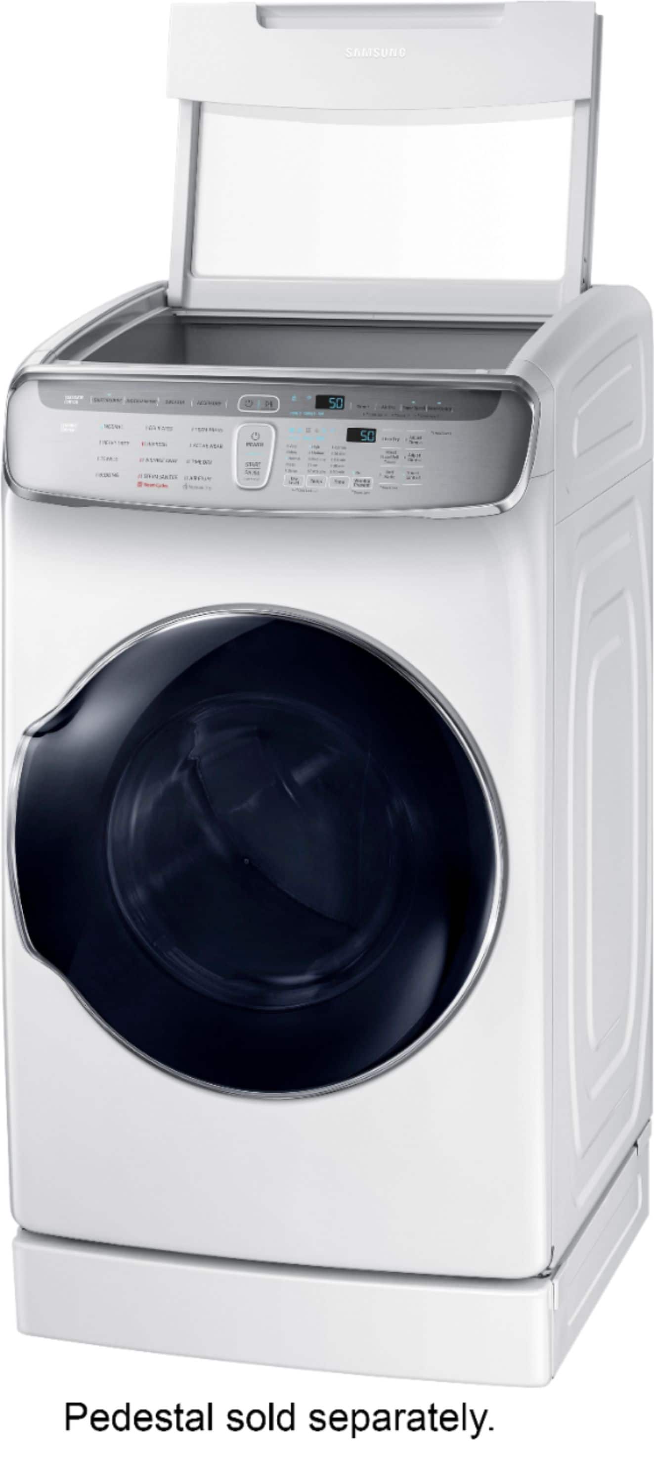 Left. Samsung - 7.5 Cu. Ft. Smart Gas Dryer with Steam and FlexDry - White.