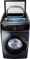 Samsung - 6.0 Cu. Ft. High-Efficiency Smart Front Load Washer with Steam and FlexWash - Black stainless steel - Front_Zoom