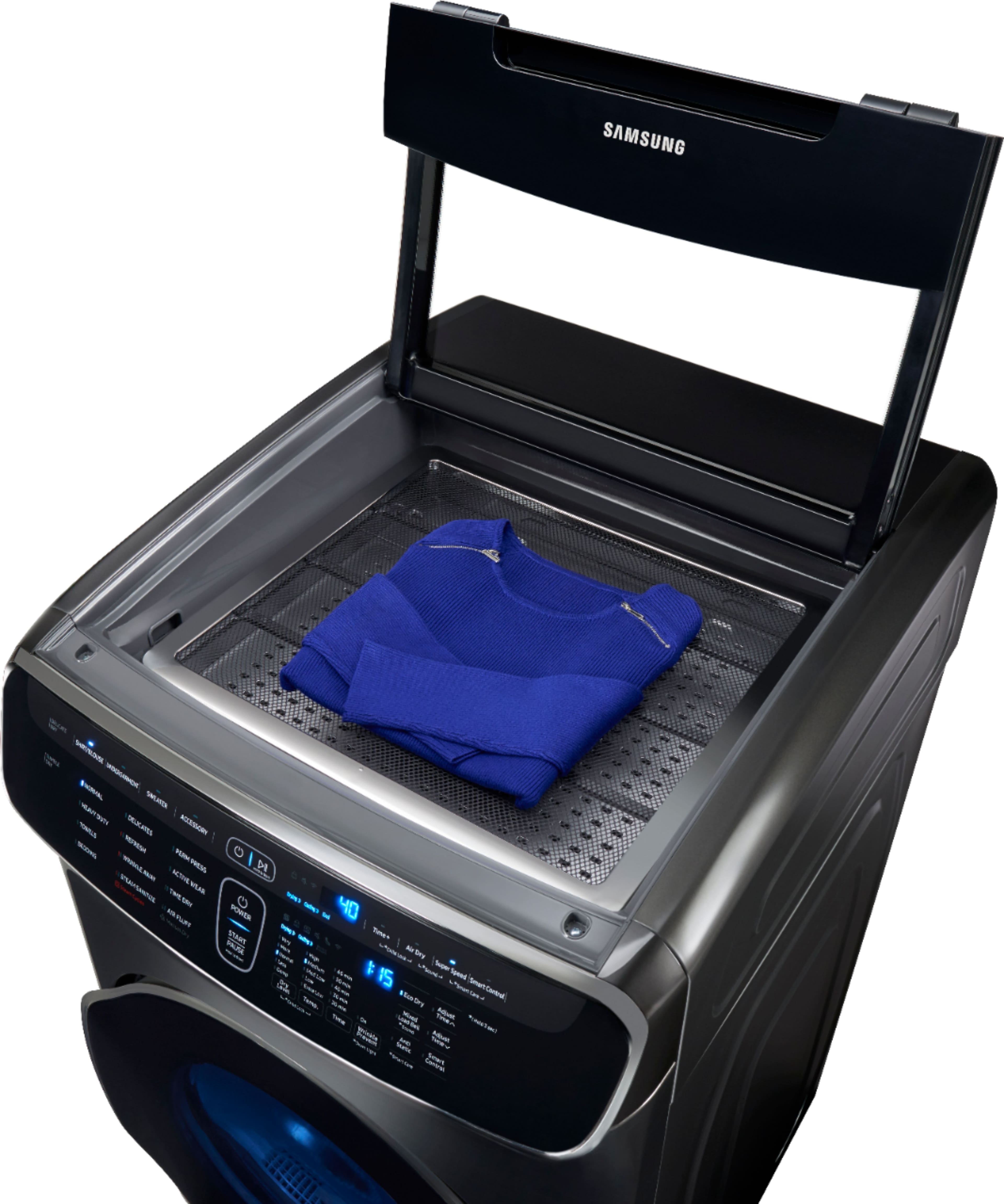 Alt View 11. Samsung - 6.0 Cu. Ft. High-Efficiency Smart Front Load Washer with Steam and FlexWash - Black stainless steel.