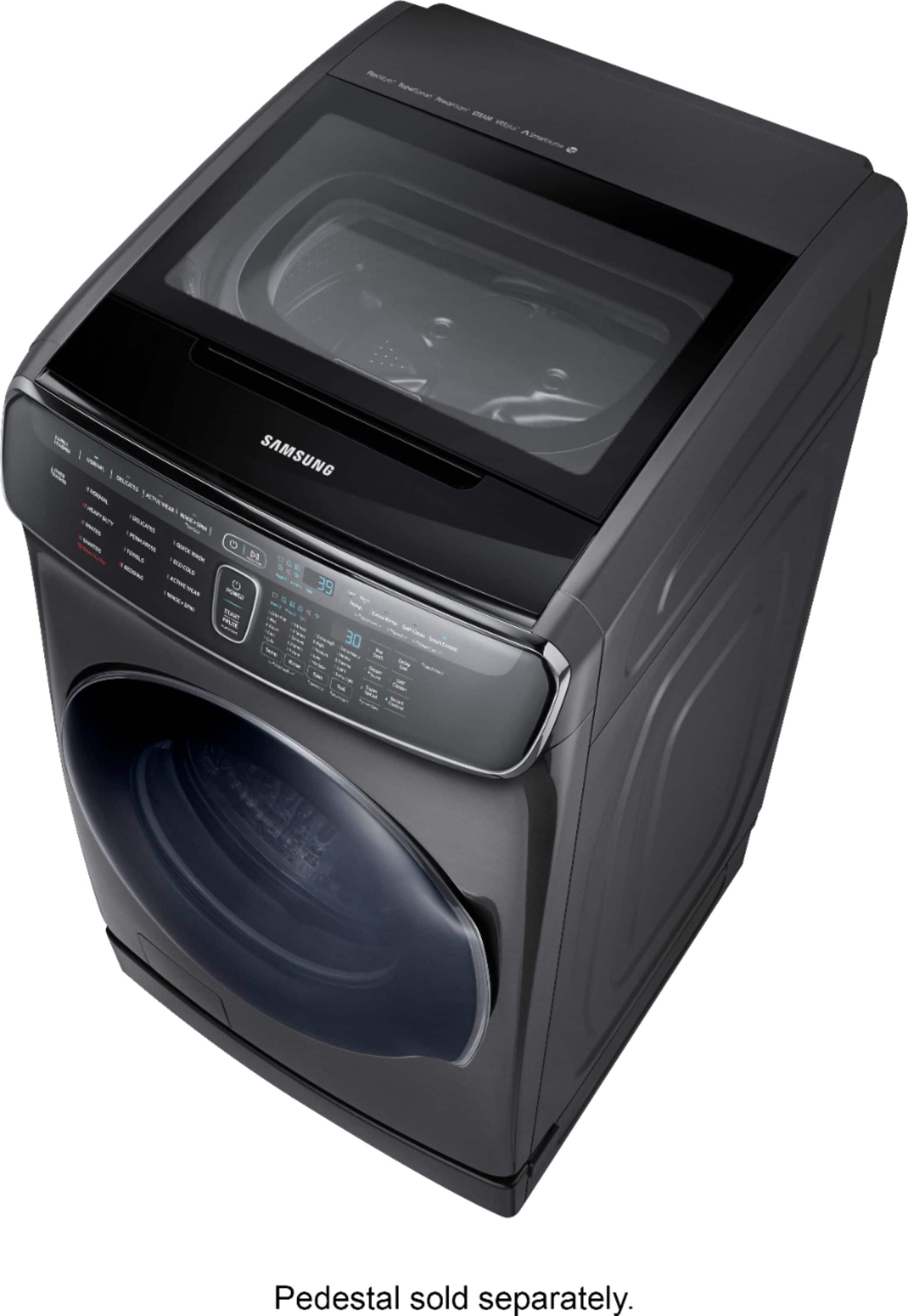 Alt View 12. Samsung - 6.0 Cu. Ft. High-Efficiency Smart Front Load Washer with Steam and FlexWash - Black stainless steel.