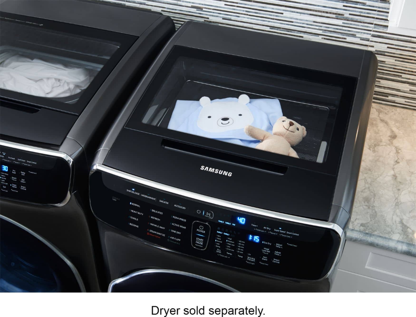 Alt View 18. Samsung - 6.0 Cu. Ft. High-Efficiency Smart Front Load Washer with Steam and FlexWash - Black stainless steel.