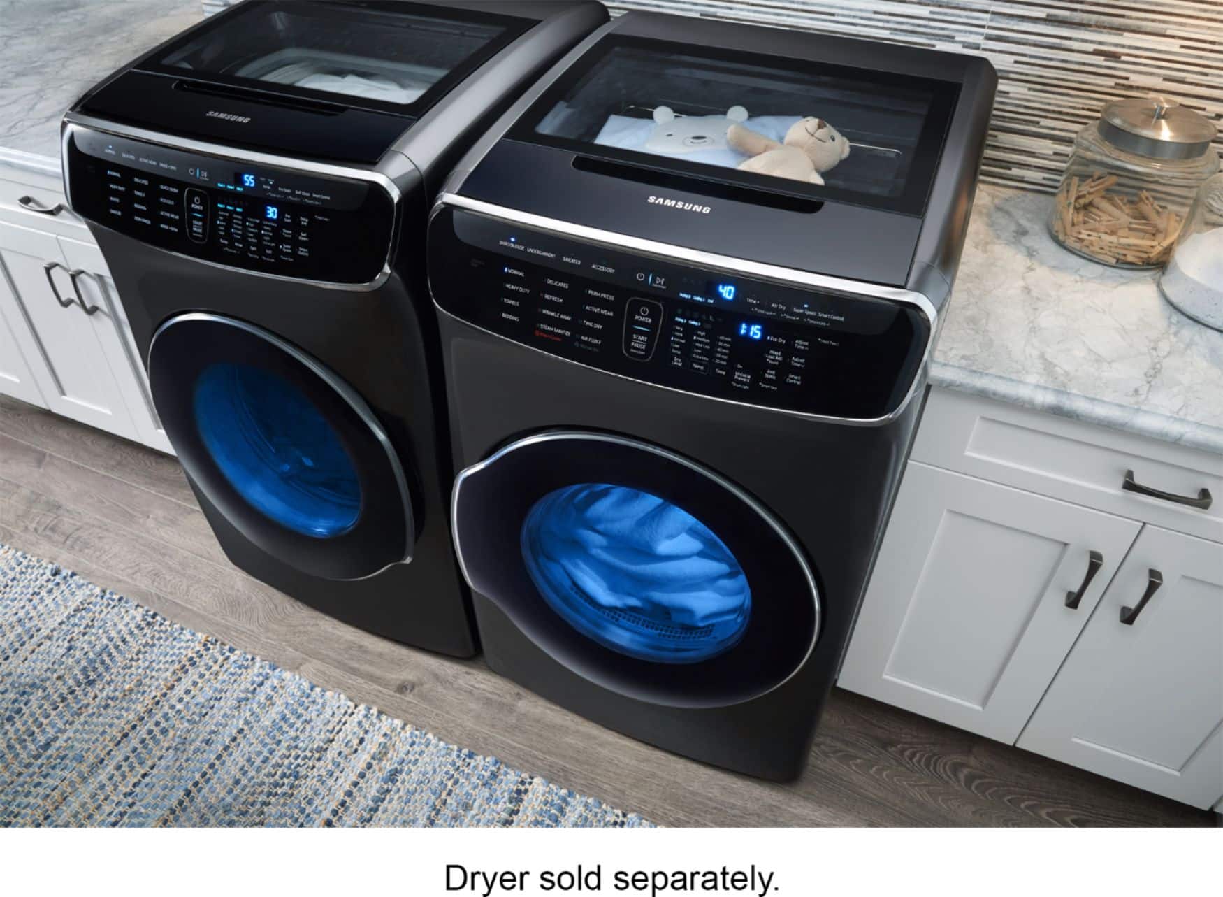 Alt View 19. Samsung - 6.0 Cu. Ft. High-Efficiency Smart Front Load Washer with Steam and FlexWash - Black stainless steel.