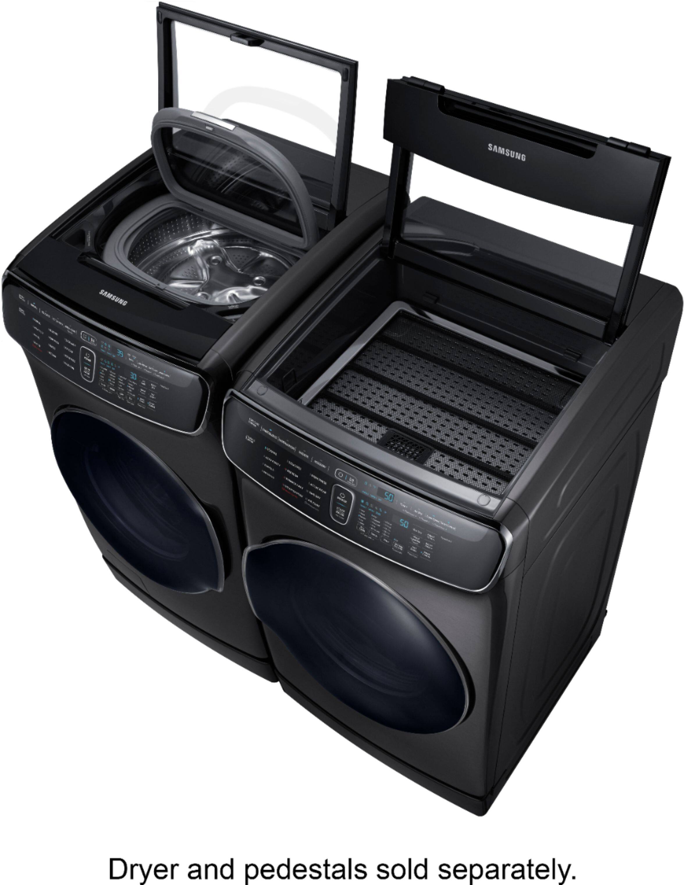 Alt View 20. Samsung - 6.0 Cu. Ft. High-Efficiency Smart Front Load Washer with Steam and FlexWash - Black stainless steel.