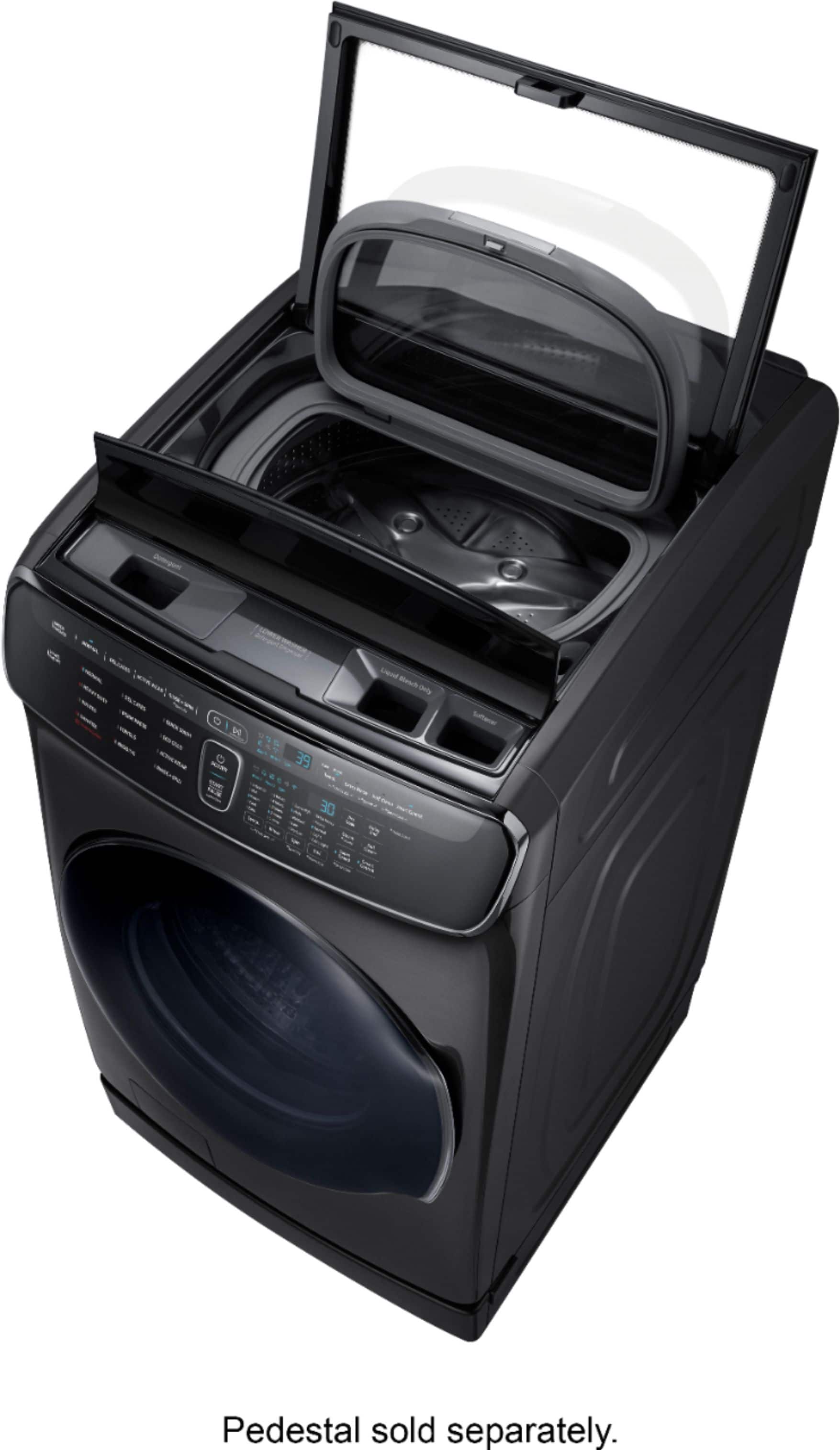 Alt View 23. Samsung - 6.0 Cu. Ft. High-Efficiency Smart Front Load Washer with Steam and FlexWash - Black stainless steel.