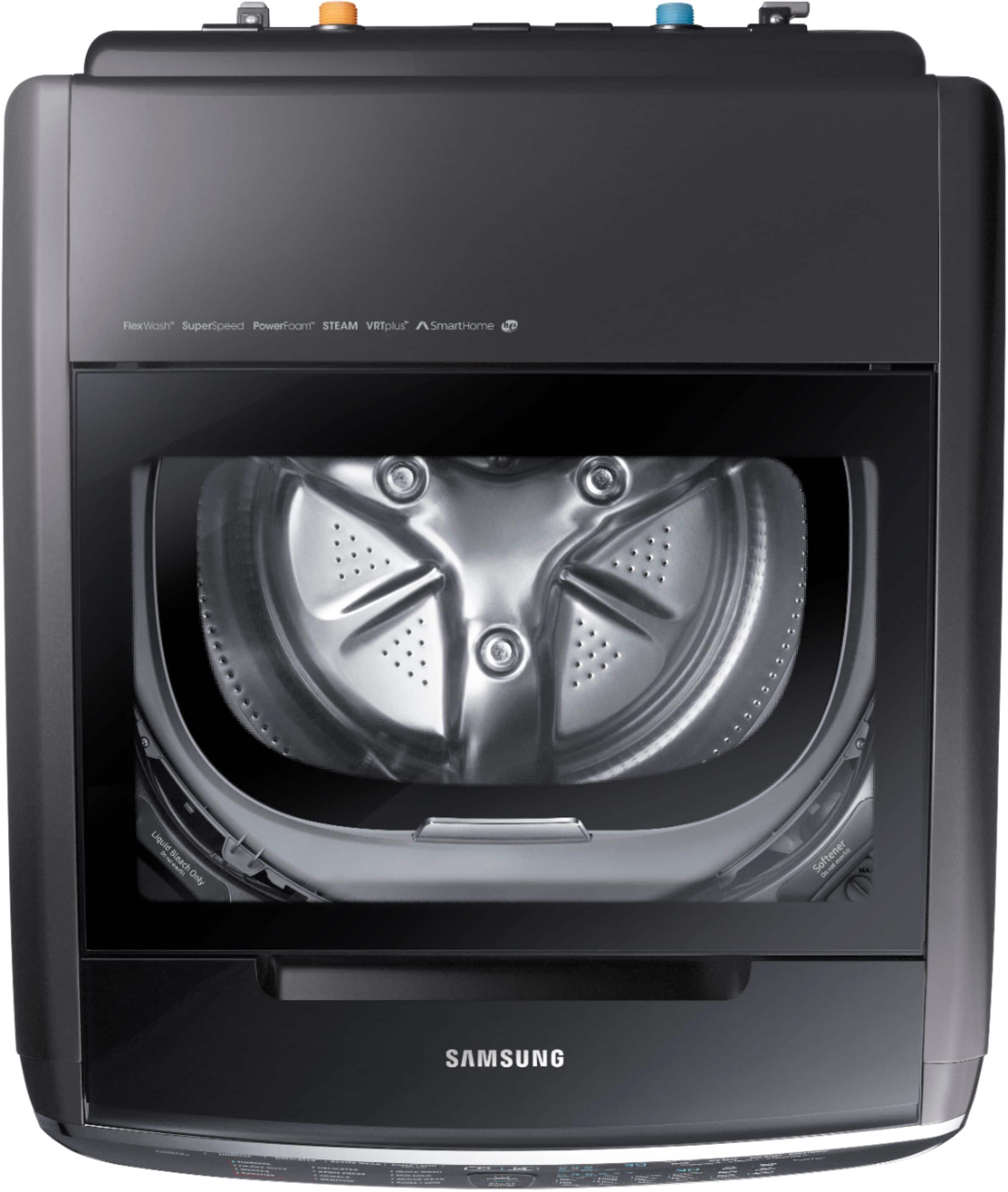 Alt View 4. Samsung - 6.0 Cu. Ft. High-Efficiency Smart Front Load Washer with Steam and FlexWash - Black stainless steel.