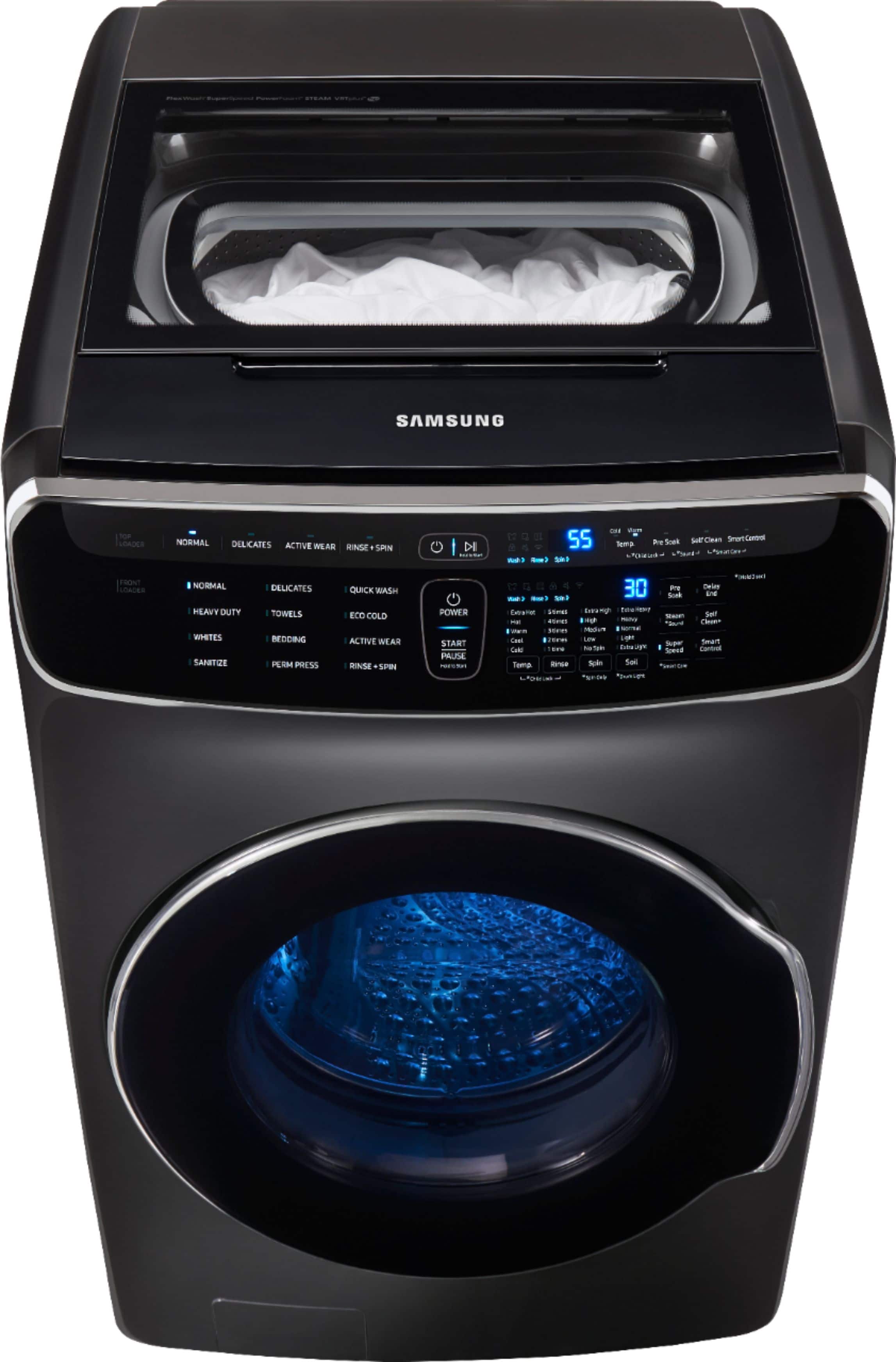 Alt View 5. Samsung - 6.0 Cu. Ft. High-Efficiency Smart Front Load Washer with Steam and FlexWash - Black stainless steel.