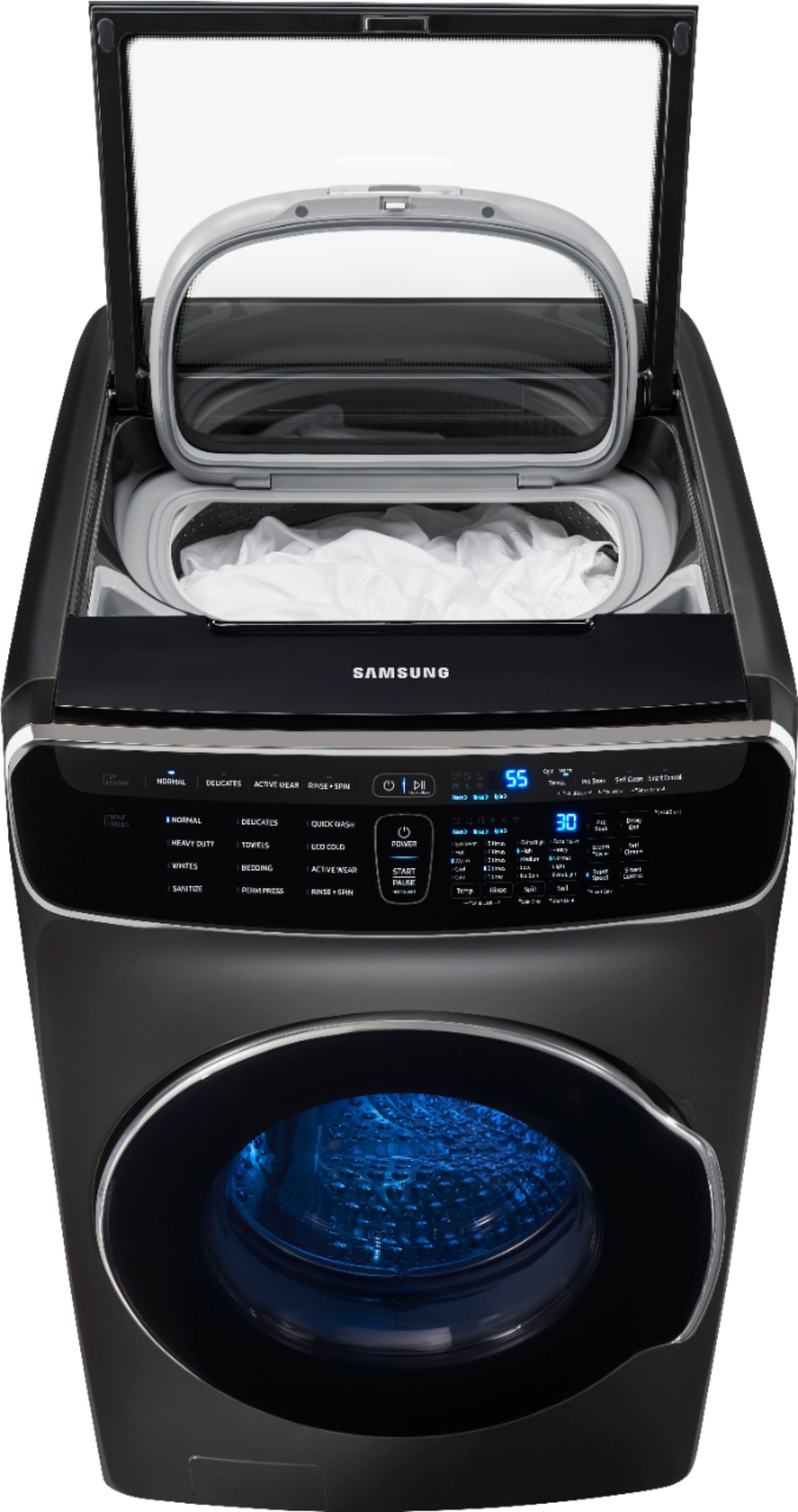 Alt View 6. Samsung - 6.0 Cu. Ft. High-Efficiency Smart Front Load Washer with Steam and FlexWash - Black stainless steel.