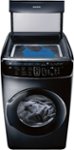 Front. Samsung - 7.5 Cu. Ft. Smart Electric Dryer with Steam and FlexDry - Black Stainless Steel.