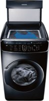 Samsung - 7.5 Cu. Ft. Smart Electric Dryer with Steam and FlexDry - Black stainless steel - Front_Zoom