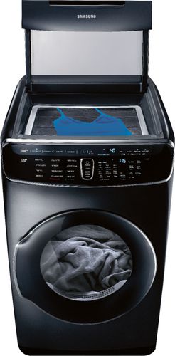 Samsung - 7.5 cu. ft. capacity 13-Cycle FlexDry Gas Dryer with MultiSteam - Fingerprint Resistant Black Stainless Steel