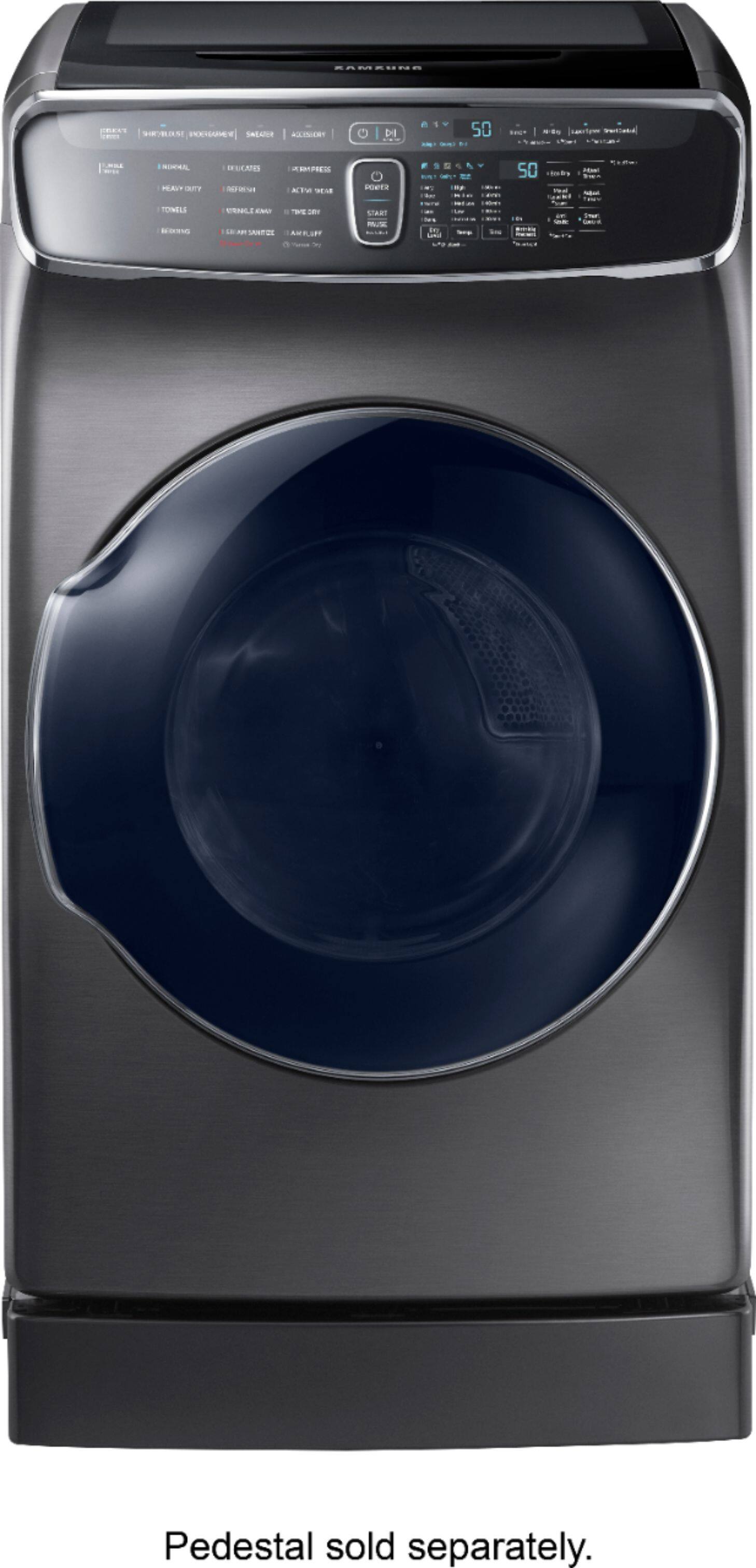 Alt View 14. Samsung - 7.5 Cu. Ft. Smart Gas Dryer with Steam and FlexDry - Black Stainless Steel.