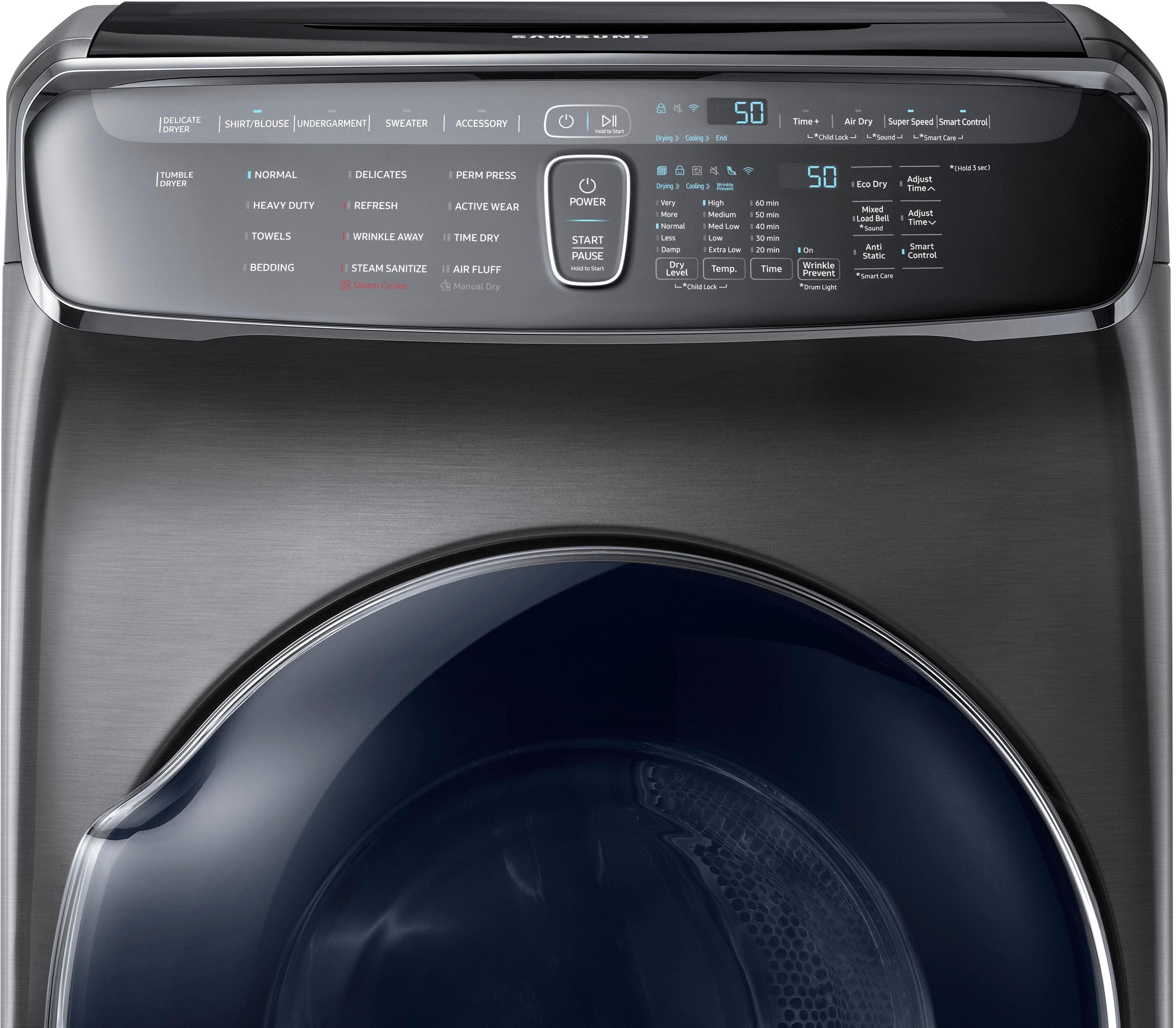 Alt View 1. Samsung - 7.5 Cu. Ft. Smart Gas Dryer with Steam and FlexDry - Black Stainless Steel.