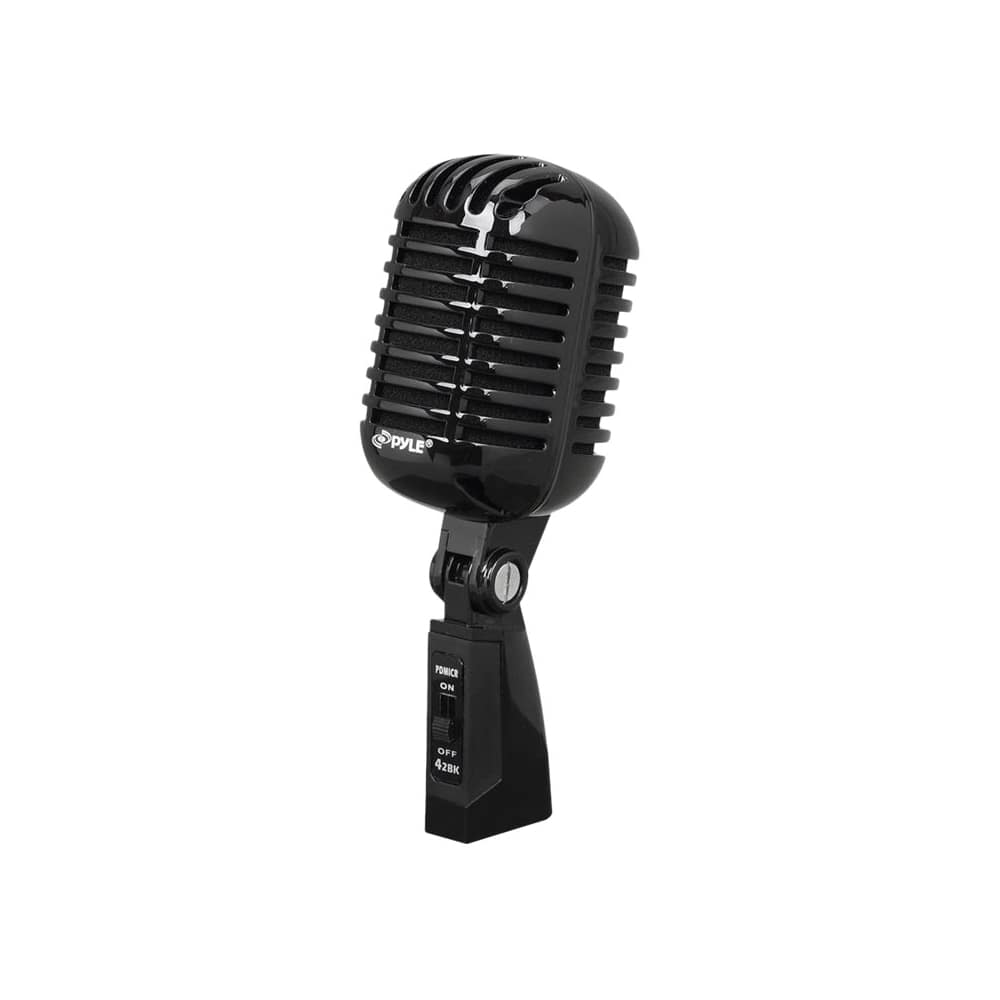 Front. PYLE - Classic Retro Vintage Style Cardioid Dynamic vocal Microphone - Black.