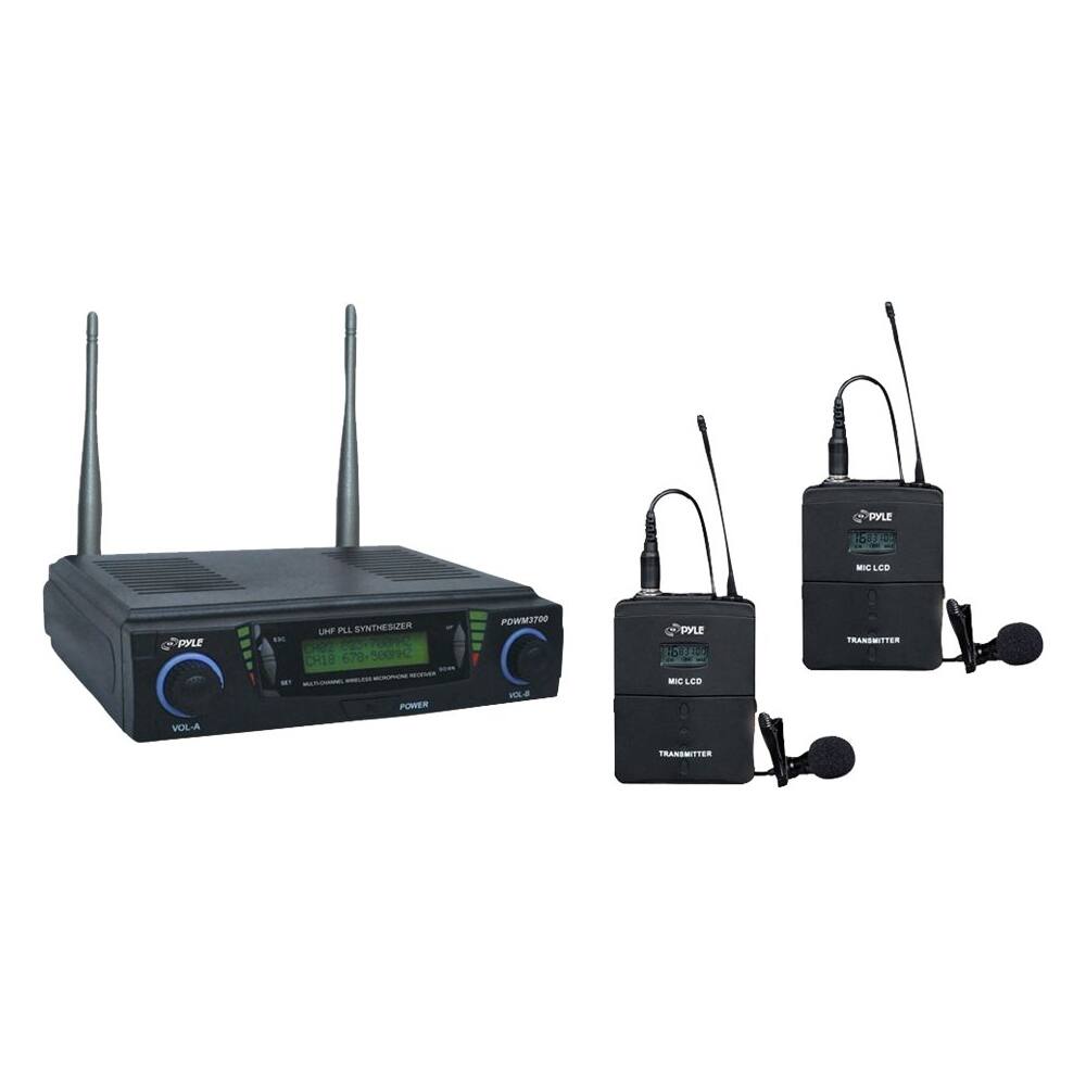 PYLE - PylePro 2-Channel UHF Wireless Microphone System - Black - Larger Front
