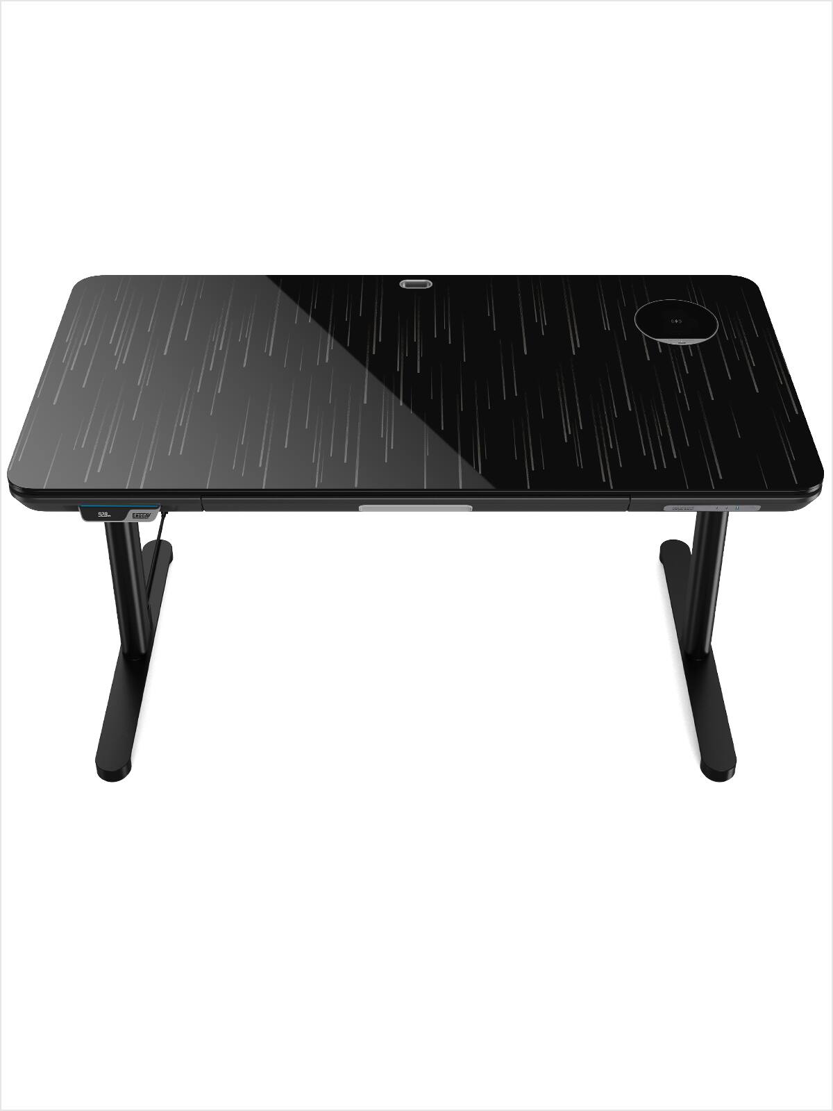 Alt View 4. ErgoAV - ErgoFx Height Adjustable Standing Desk with Galaxy Glass Finish Top, Wireless Charger, USB Ports, Integrated Power - Black.