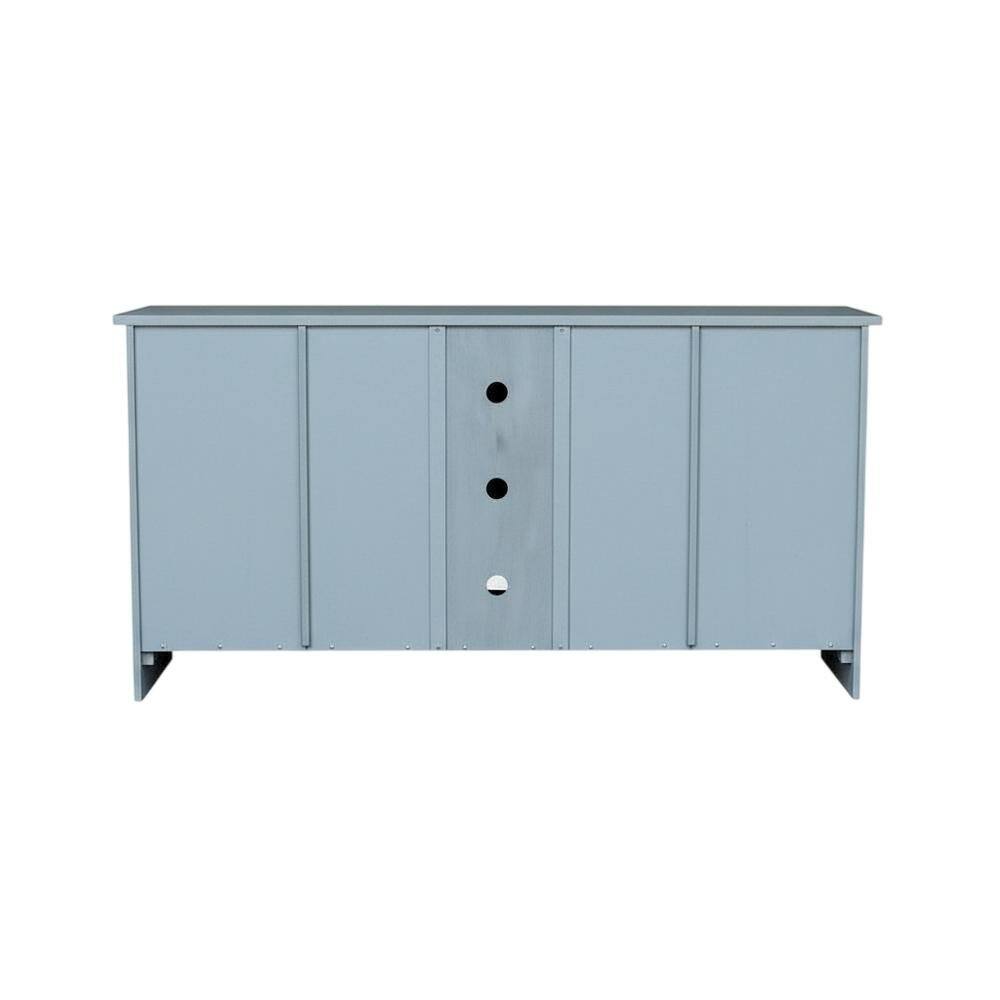 Alt View 3. FurniFact - Ocean Blue Hardwood Entertainment Stand with 2 Doors - Blue.