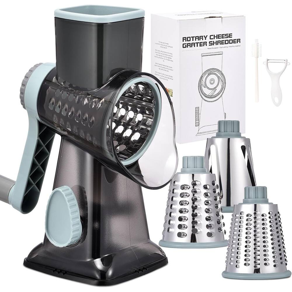 ROTARY CHEESE GRATER SHREDDER

- Make the easier grating / shredding easier
- Easy to use and clean
- Durable and long-lasting
- Perfect for grating cheese, vegetables, and more
- Comes with multiple grating discs for different textures
- Compact and space-saving design
- Easy to assemble and disassemble
- Non-slip base for stability
- Includes cleaning brush for easy maintenance