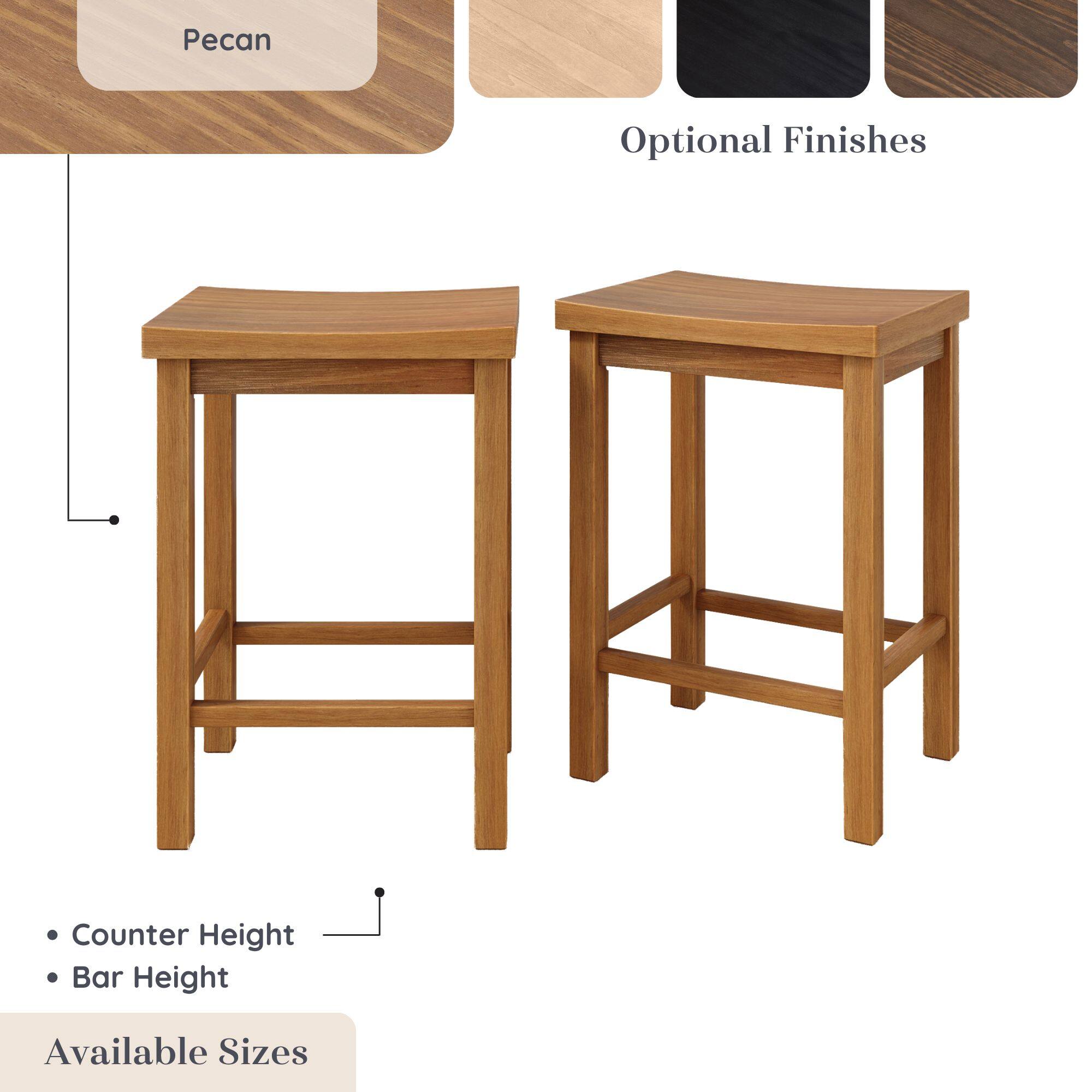 Pecan  
Optional Finishes  
Counter Height  
Bar Height  
Available Sizes