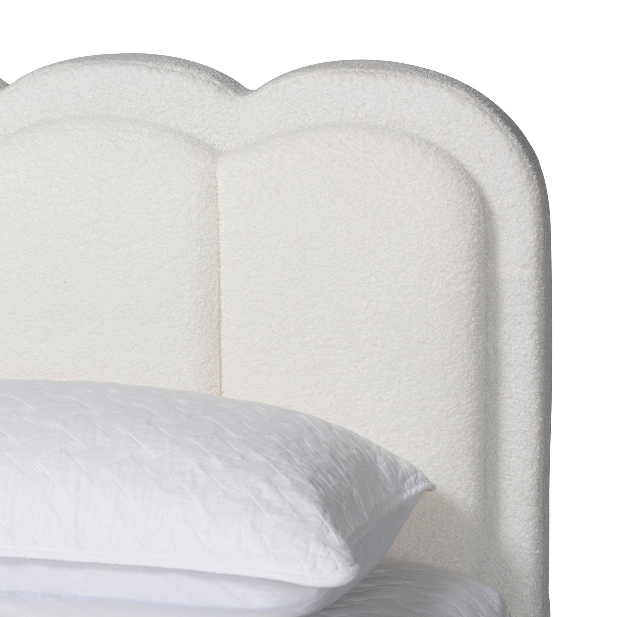 Alt View 1. Baxton Studio - Baxton Studio Caradonna Cream Teddy-Bear Fabric Bed with Storage Drawers - Fully Upholstered Platform Bed, Queen - Cream.