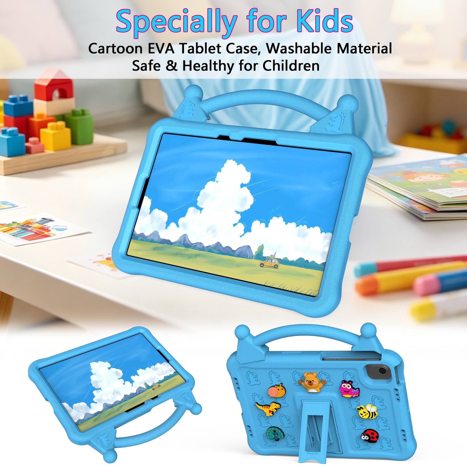 Specially for Kids  
Cartoon EVA Tablet Case, Washable Material Safe & Healthy for Children