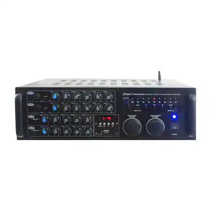 Front. PYLE - Pro 2000W Bluetooth Stereo Mixer Karaoke System - Black.