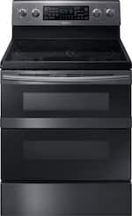 Samsung - 5.9 cu. ft. Flex Duo™ Freestanding Electric Range - Fingerprint Resistant Black Stainless Steel - Front_Standard