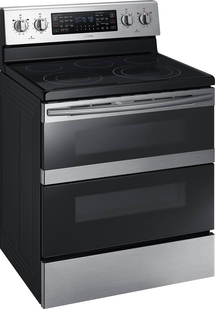 Angle. Samsung - 5.9 cu. ft. Flex Duo Freestanding Electric Range - Stainless Steel.