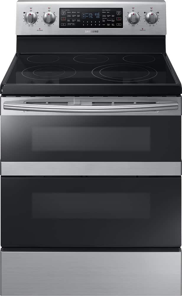 Front. Samsung - 5.9 cu. ft. Flex Duo Freestanding Electric Range - Stainless Steel.