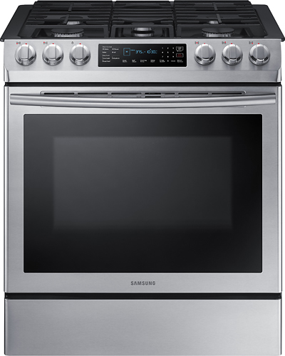 Samsung - 5.8 cu. ft. Self-Cleaning Slide-in Gas Convection Range - Stainless steel