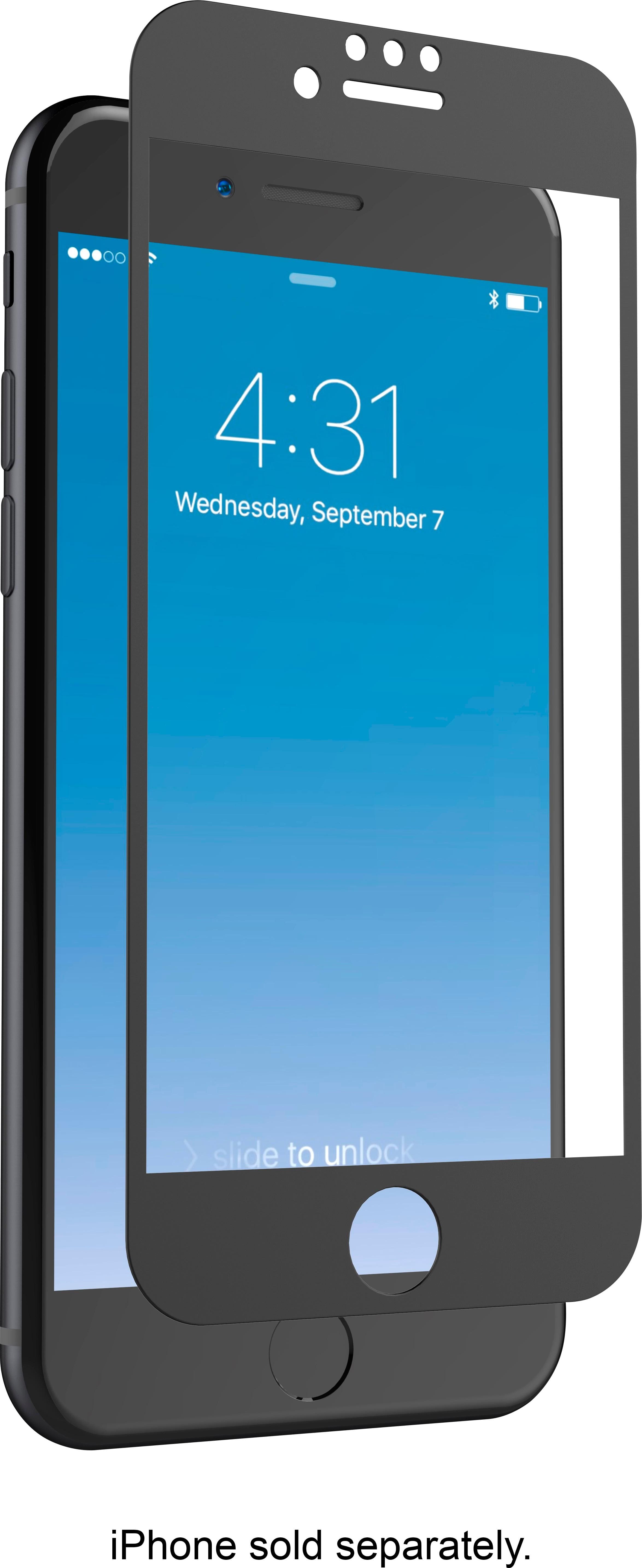 ZAGG - InvisibleShield Glass+ Luxe Screen Protector for Apple iPhone 7 and Apple iPhone 8 - Black - Angle
