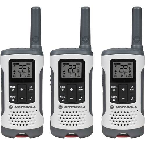 Motorola - Solutions TALKABOUT T260 Two Way Radio - 3 Pack - White with red lanyard bar