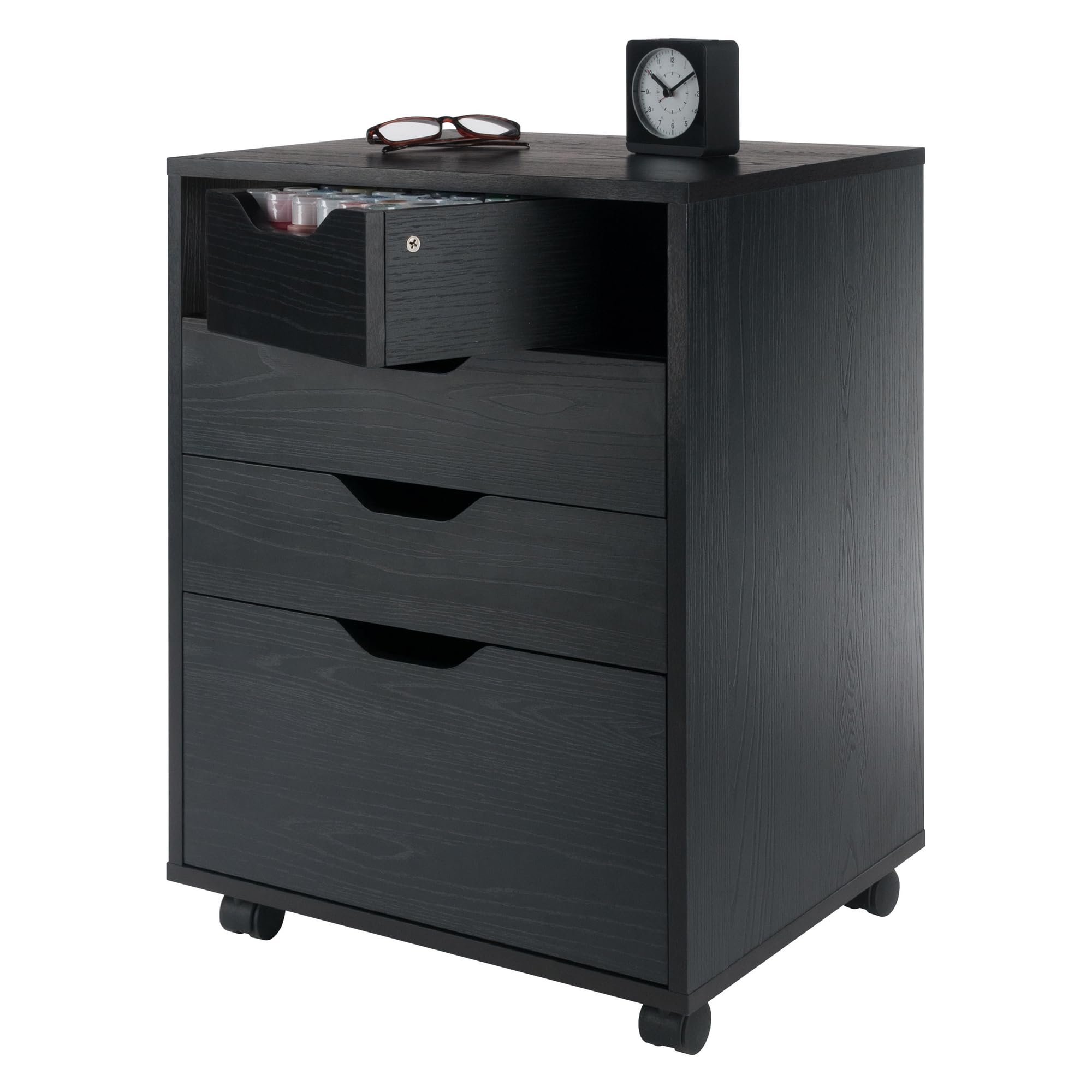 Alt View 6. Earthley Blooms - Halifax Bins Drawers Mobile Cabinet Home Office FabricCabinet with diverse storage handles.