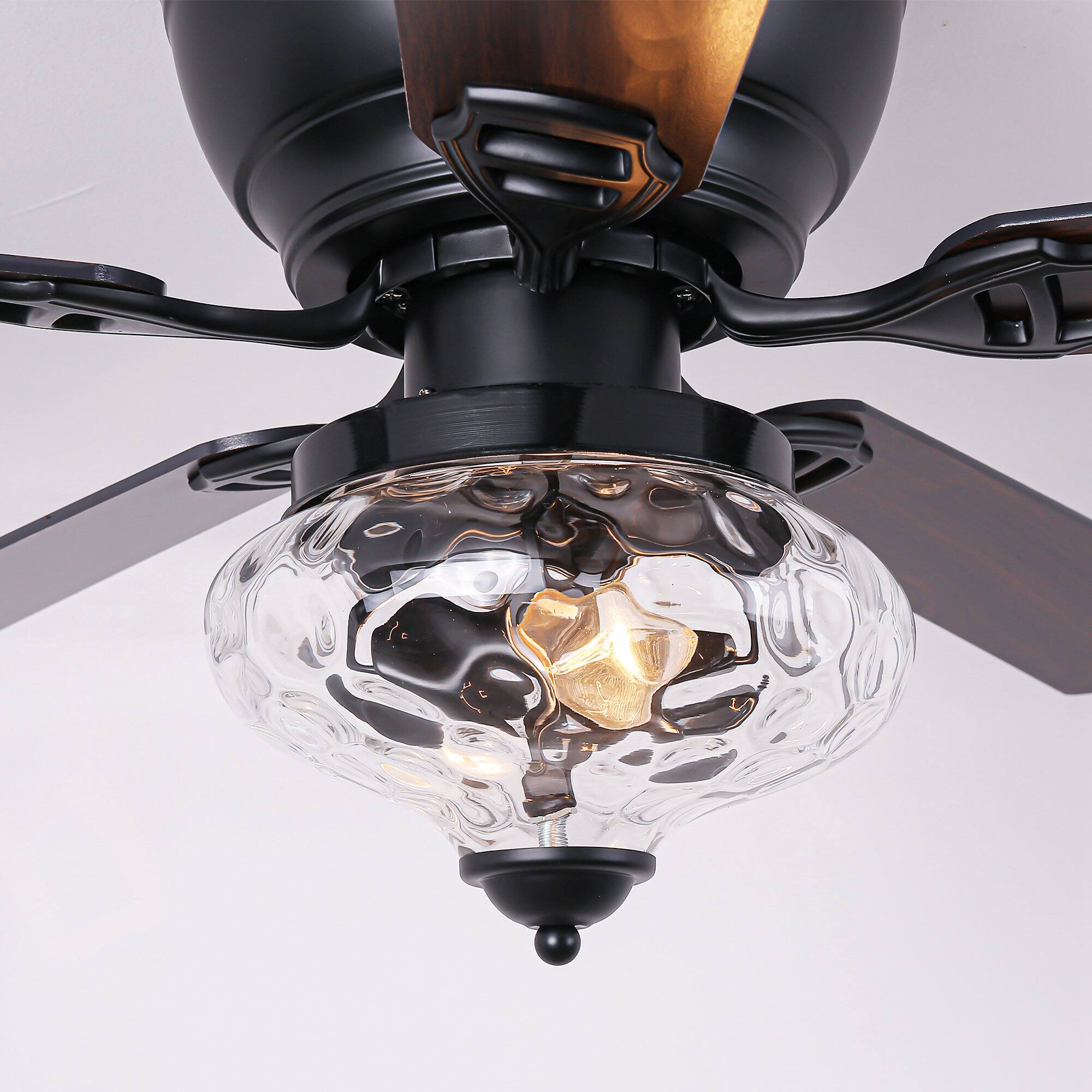 Alt View 6. Parrot Uncle - 52" Traditional Black 5-blade Glass Low Profile Ceiling Fan with Remote - Black.