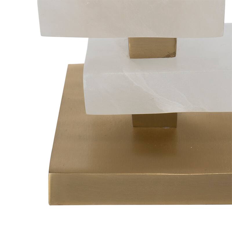 Alt View 1. Dexmalle - Dexmalle-Alabaster Slab Table Lamp-White and Gold.