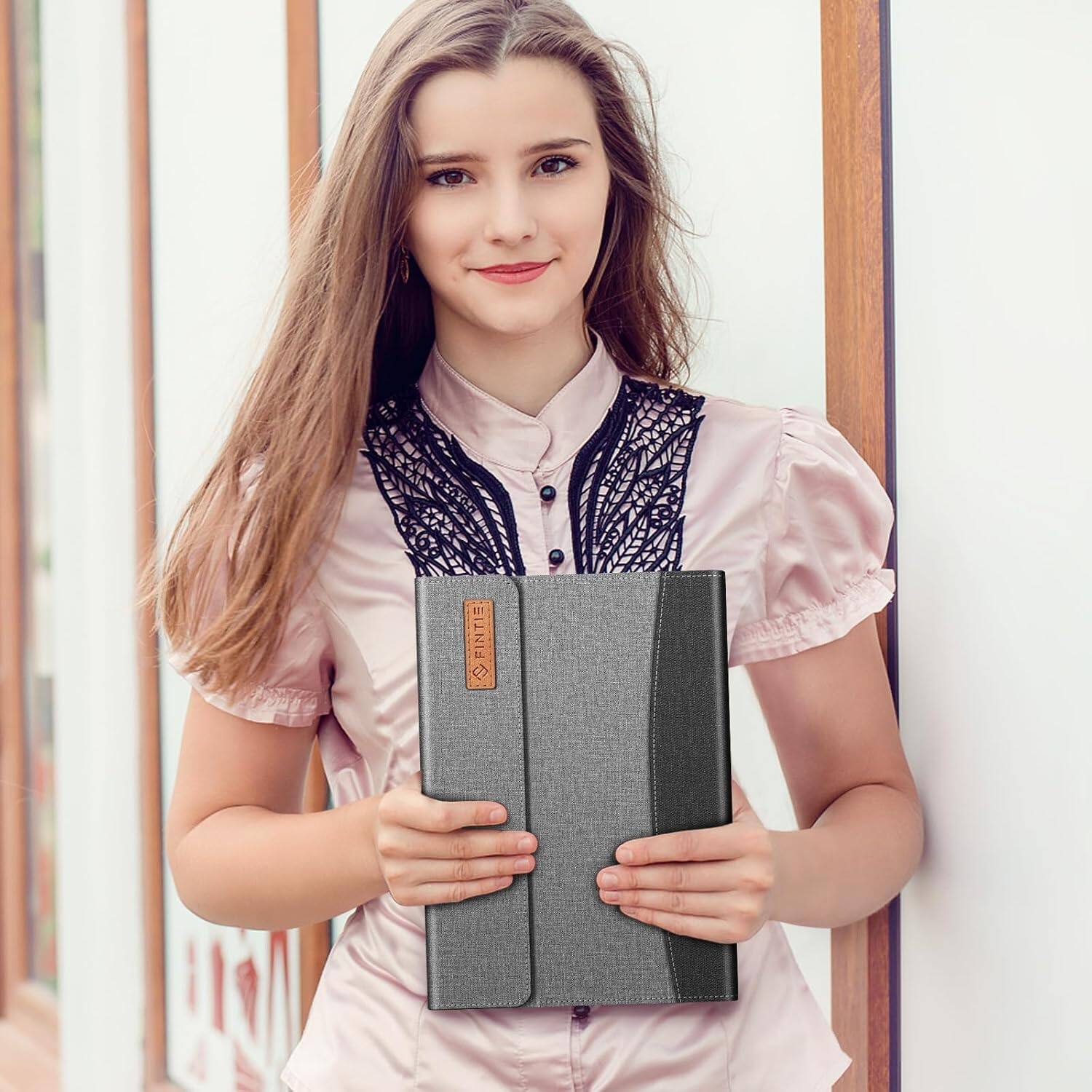 Alt View 2. Fintie - Portfolio Case for Samsung Galaxy Tab S10 Lite/ Tab S10 FE/ Tab S9 FE/ Tab S9, Multiple Angle Business Cover with Pocket - Gray.