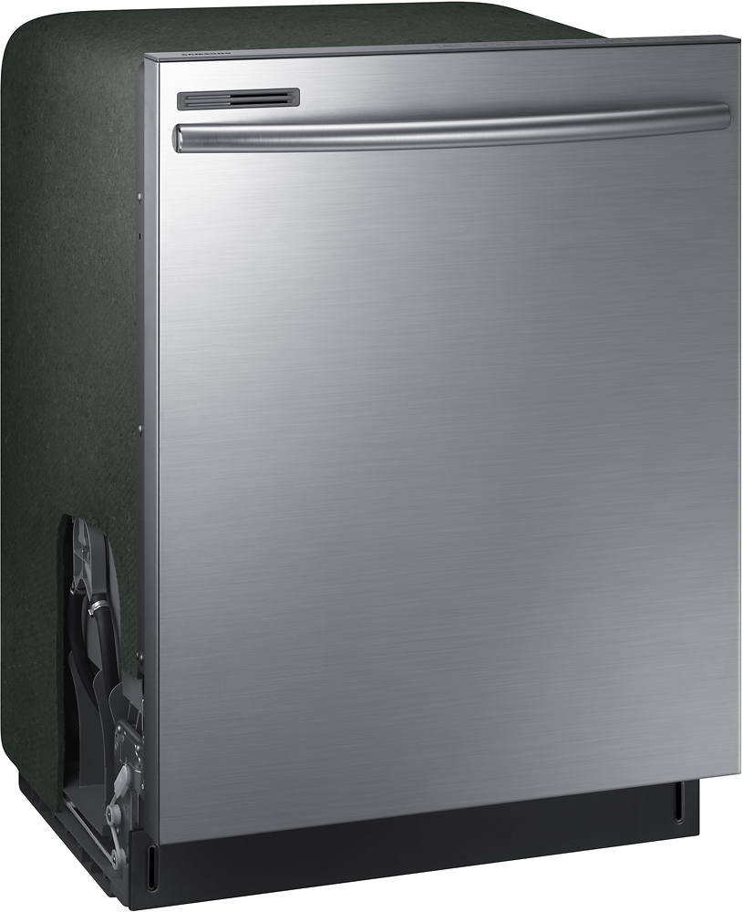 Angle View: Samsung - 24" Top Control Tall Tub Built-In Dishwasher - Stainless steel