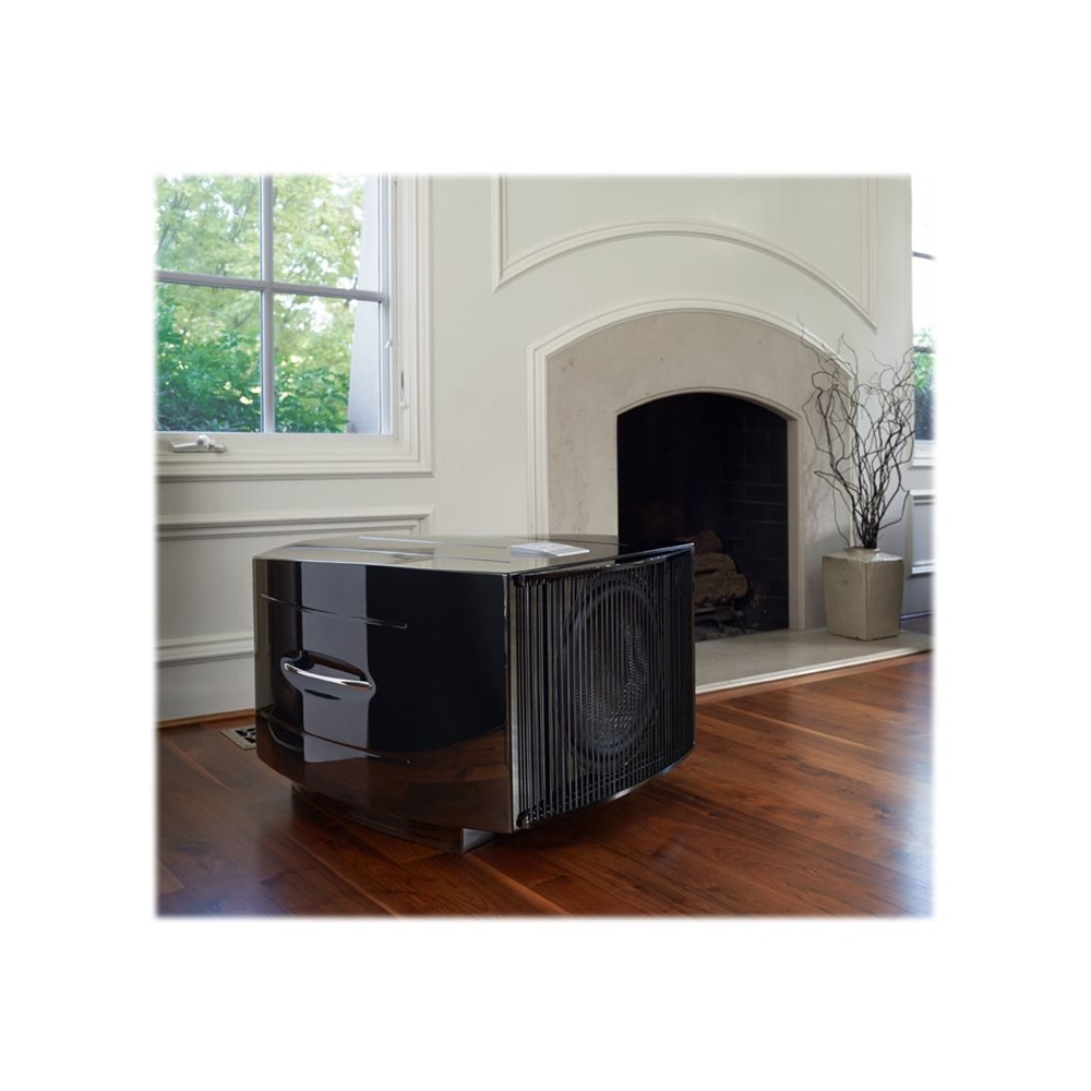 Left View: REL - Reference Series 15" 1000W Powered Subwoofer - Piano Black Lacquer
