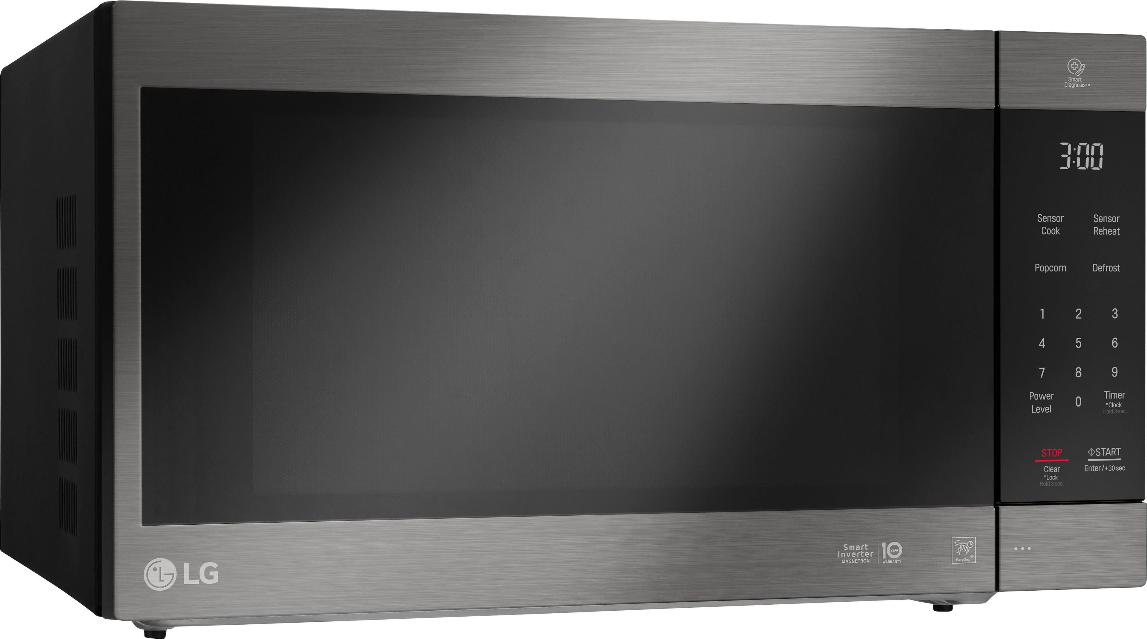 Angle. LG - NeoChef 2.0 Cu. Ft. Countertop Microwave with Sensor Cooking and EasyClean - PrintProof Black Stainless Steel.