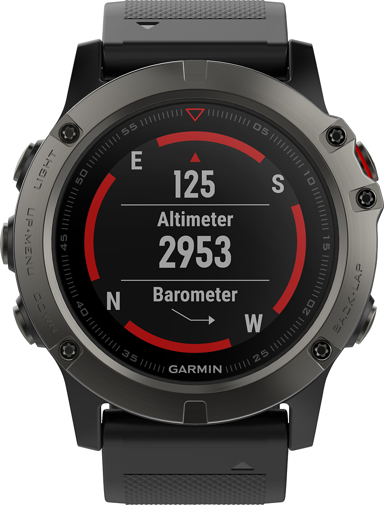 ørn Indrømme tale Garmin fēnix® 5X Sapphire Smartwatch 51mm Fiber-Reinforced Polymer Slate  Gray with Black Band 010-01733-00 - Best Buy