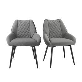 Boyel Living - Fabric Diamond Shaped Soft Side Chair with Metal Legs(Set of 2) - Gray