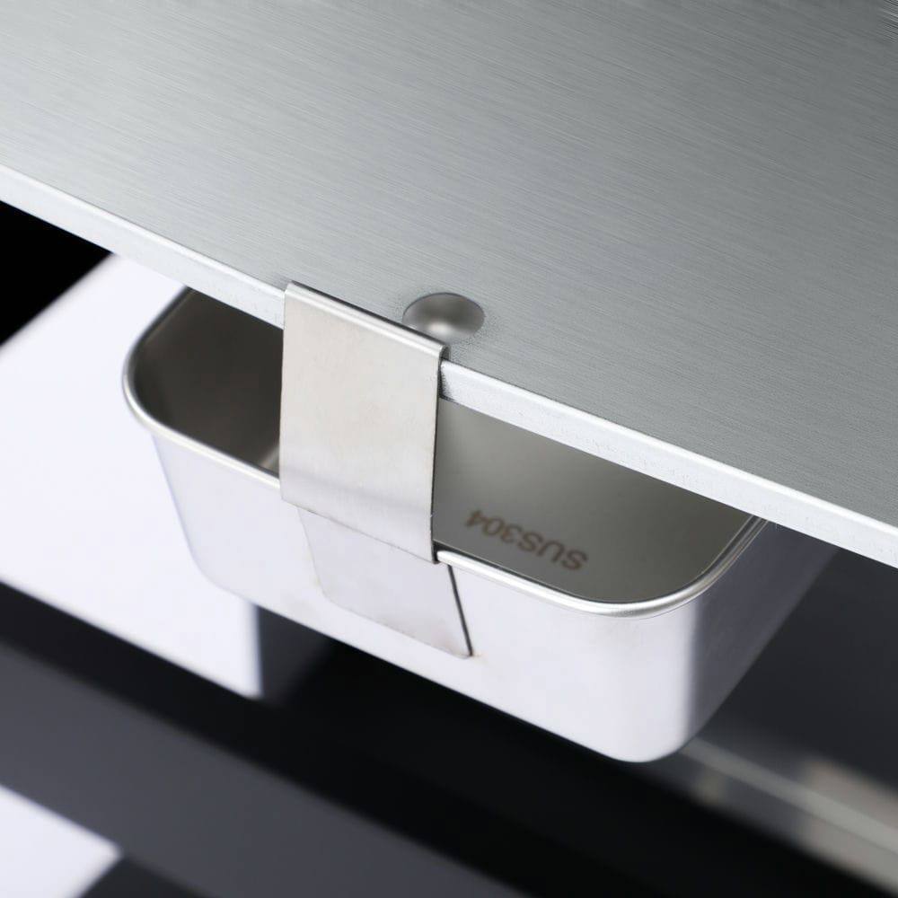 Left. Resenkos - 3-Burner Propane Gas BBQ Grill, 25650BTU Output With Wire Enamel Cooking Grids For Outdoor Barbecue, Foldable Side Table.